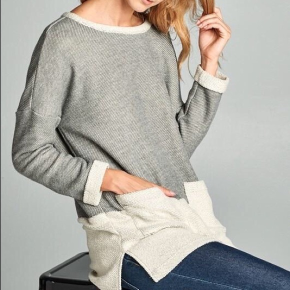 French Terry Pocket Colorblock Sweater - Picture 4 of 4